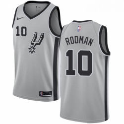 Mens Nike San Antonio Spurs 10 Dennis Rodman Authentic Silver Alternate NBA Jersey Statement Edition