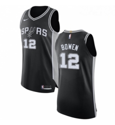 Mens Nike San Antonio Spurs 12 Bruce Bowen Authentic Black Road NBA Jersey Icon Edition