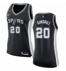 Womens Nike San Antonio Spurs 20 Manu Ginobili Authentic Black Road NBA Jersey Icon Edition