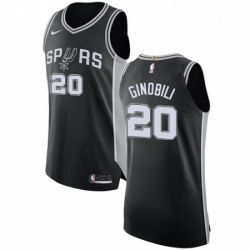 Youth Nike San Antonio Spurs 20 Manu Ginobili Authentic Black Road NBA Jersey Icon Edition