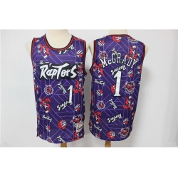 Men Toronto Raptors 1 Tracy McGrady Purple Tear Up Pack Hardwood Classics Swingman Jersey