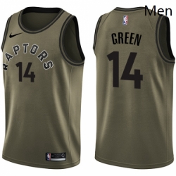 Mens Nike Toronto Raptors 14 Danny Green Swingman Green Salute to Service NBA Jersey 