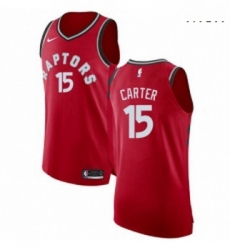 Mens Nike Toronto Raptors 15 Vince Carter Authentic Red Road NBA Jersey Icon Edition