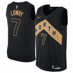 Mens Nike Toronto Raptors 7 Kyle Lowry Swingman Black NBA Jersey City Edition