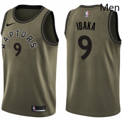 Mens Nike Toronto Raptors 9 Serge Ibaka Swingman Green Salute to Service NBA Jersey