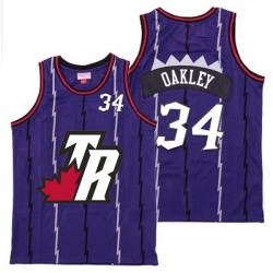 Raptors 34 Charles Oakley Purple Big White TR Logo Retro Jersey 7