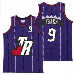 Raptors 9 Serge Ibaka Purple Big White TR Logo Retro Jersey 8