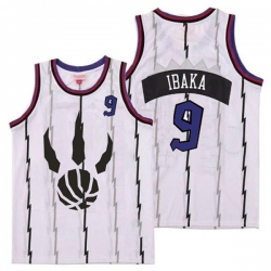 Raptors 9 Serge Ibaka White Throwback Jersey