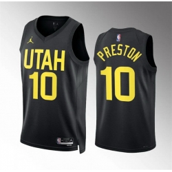 Men Utah Jazz 10 Jason Preston Black Statement Edition Stitched Basketball Jersey