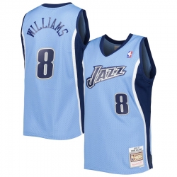 Men Utah Jazz 8 Deron Williams Blue 2001 02 Hardwood Classics Swingman Basketball Jersey 323