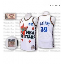 Mens Adidas Utah Jazz 32 Karl Malone Authentic White 1995 All Star Throwback NBA Jersey