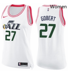 Womens Nike Utah Jazz 27 Rudy Gobert Swingman WhitePink Fashion NBA Jersey