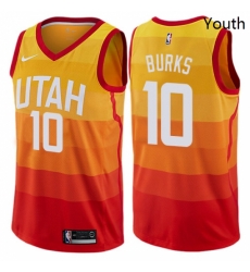 Youth Nike Utah Jazz 10 Alec Burks Swingman Orange NBA Jersey City Edition