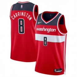 Men Washington Wizards 8 Carlton Carrington Red Icon Edition Stitched Basketball Jersey