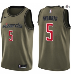 Youth Nike Washington Wizards 5 Markieff Morris Swingman Green Salute to Service NBA Jersey 