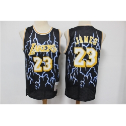 Lakers 23 Lebron James Black Hardwood Classics Lightning Limited Edition Jersey