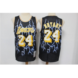 Lakers 24 Kobe Bryant Black Hardwood Classics Lightning Limited Edition Jersey