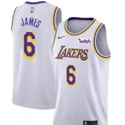 Lakers 6 Lebron James White Nike Jersey