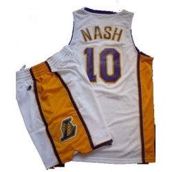 Los Angeles Lakers 10 Steve Nash White Revolution 30 Swingman NBA Jersey & Shorts Suit