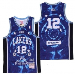 Men B&R Remix Jersey Lakers 12 TDE Blue Throwback Jersey