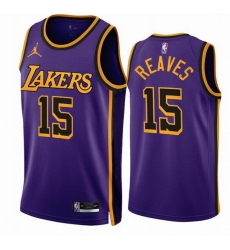 Men Los Angeles Lakers 15 Austin Reaves Purple 2022 23 Statement Edition With NO 6 Patch Stitched Basketball Jersey