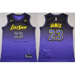 Men Los Angeles Lakers 23 LeBron James Purple 2024 Stitched Basketball Jersey