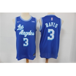 Men Los Angeles Lakers 3 Anthony Davis Blue 2021 Nike Swingman Jersey