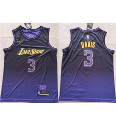 Men Los Angeles Lakers 3 Anthony Davis Purple 2024 City Edition Stitched Basketball Jersey