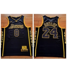 Men Los Angeles Lakers 8 & 24 Kobe Bryant Black Retirement Commemorative Swingman Jersey