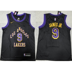 Men Los Angeles Lakers 9 Bronny James Jr  Black 2024 Draft Stitched Basketball Jersey 818