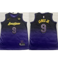 Men Los Angeles Lakers 9 Bronny James Purple 2024 25 City Edition Stitched Basketball Jersey