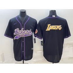 Men Los Angeles Lakers Black Big Logo Cool Base Stitched Baseball JerseyS