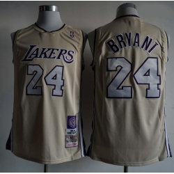 Men Los Angeles Lakers Kobe Bryant 24 Mitchell Ness Rice Yellow NBA Jersey