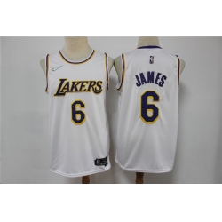 Men Los Angeles Lakers Lebron James 6 75th Anniversary White Nike Stitched Jersey