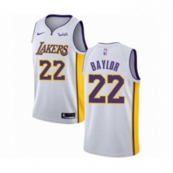 Mens Los Angeles Lakers 22 Elgin Baylor Authentic White Basketball Jersey Association Edition