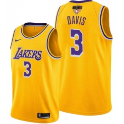 Men's Los Angeles Lakers #3 Anthony Davis 2020 Yellow Finals Stitched NBA Jersey