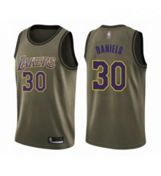 Mens Los Angeles Lakers 30 Troy Daniels Swingman Green Salute to Service Basketball Jersey 