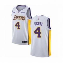 Mens Los Angeles Lakers 4 Byron Scott Authentic White Basketball Jersey Association Edition