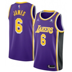 Men's Los Angeles Lakers #6 LeBron James Purple 75th Anniversary City Edition Stitched Jersey