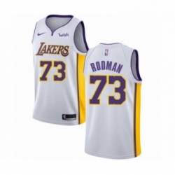 Mens Los Angeles Lakers 73 Dennis Rodman Authentic White Basketball Jersey Association Edition