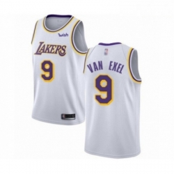 Mens Los Angeles Lakers 9 Nick Van Exel Authentic White Basketball Jerseys Association Edition 