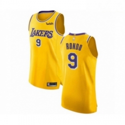 Mens Los Angeles Lakers 9 Rajon Rondo Authentic Gold Basketball Jersey Icon Edition 