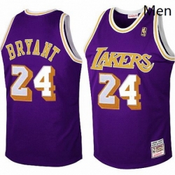 Mens Mitchell and Ness Los Angeles Lakers 24 Kobe Bryant Swingman Purple Throwback NBA Jersey