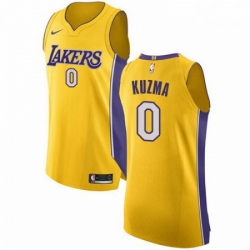 Mens Nike Los Angeles Lakers 0 Kyle Kuzma Authentic Gold Home NBA Jersey Icon Edition 