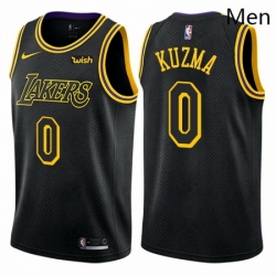 Mens Nike Los Angeles Lakers 0 Kyle Kuzma Swingman Black City Edition NBA Jersey 