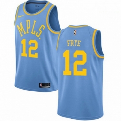 Mens Nike Los Angeles Lakers 12 Channing Frye Authentic Blue Hardwood Classics NBA Jersey 