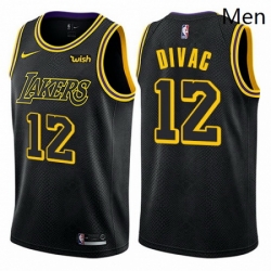 Mens Nike Los Angeles Lakers 12 Vlade Divac Authentic Black City Edition NBA Jersey