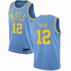 Mens Nike Los Angeles Lakers 12 Vlade Divac Authentic Blue Hardwood Classics NBA Jersey