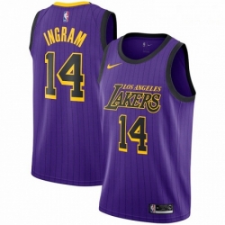 Mens Nike Los Angeles Lakers 14 Brandon Ingram Purple stripe NBA Jersey