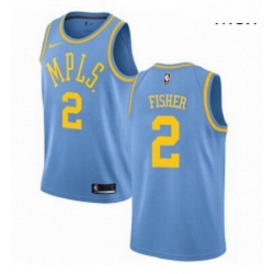 Mens Nike Los Angeles Lakers 2 Derek Fisher Authentic Blue Hardwood Classics NBA Jersey 